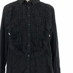 Pilcro Black Ruffled Button Down Shirt
